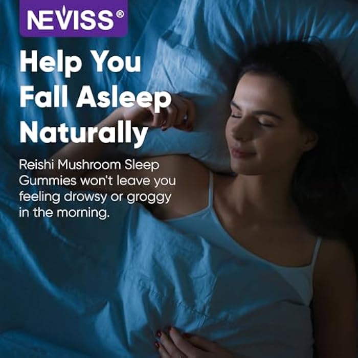 NEVISS Reishi Mushroom Sleep Gummies - Melatonin Free Sleep Gummies for Adult | Reishi, Saffron, Magnesium, GABA & Chamomile - Non-Habit Forming, Help for Deep Relaxation - Vegan, Berry Flavor, 1Pack - Image 3
