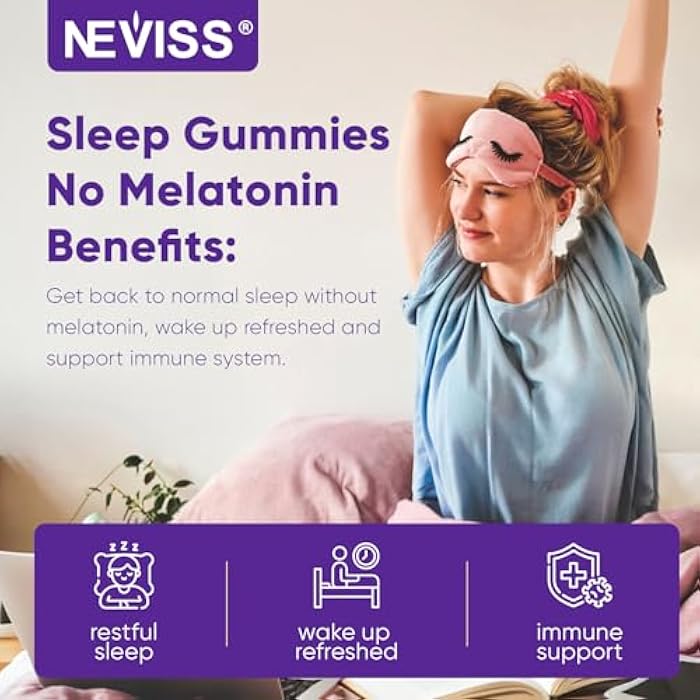 NEVISS Reishi Mushroom Sleep Gummies - Melatonin Free Sleep Gummies for Adult | Reishi, Saffron, Magnesium, GABA & Chamomile - Non-Habit Forming, Help for Deep Relaxation - Vegan, Berry Flavor, 1Pack - Image 5