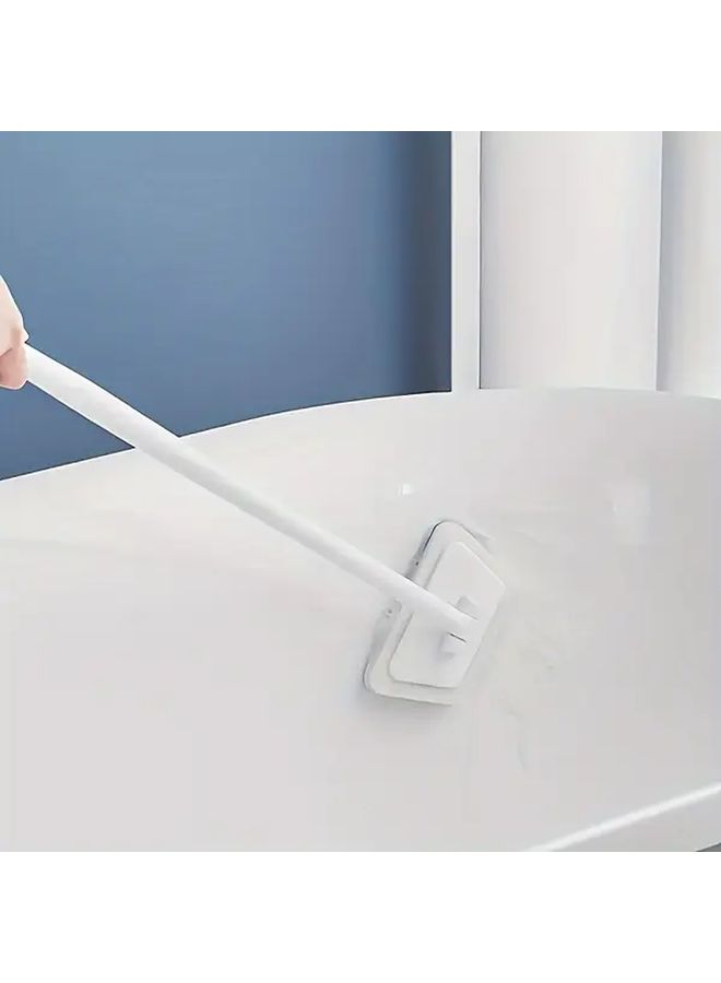 Long Handle Bathroom Floor Cleaning Brush 1 Handle Plus 1 Sponge Brush Head Detachable Sponge Ergonomic Durable Plastic Grip Multi Purpose Tool For Tiles Bathtub Mosaic Scrubbing No Power Needed Universal Use In Bathroom Kitchen Living Room Lever Design Sturdy Structure Easy Grip Handle Essential Home Cleaning Tool - Image 1