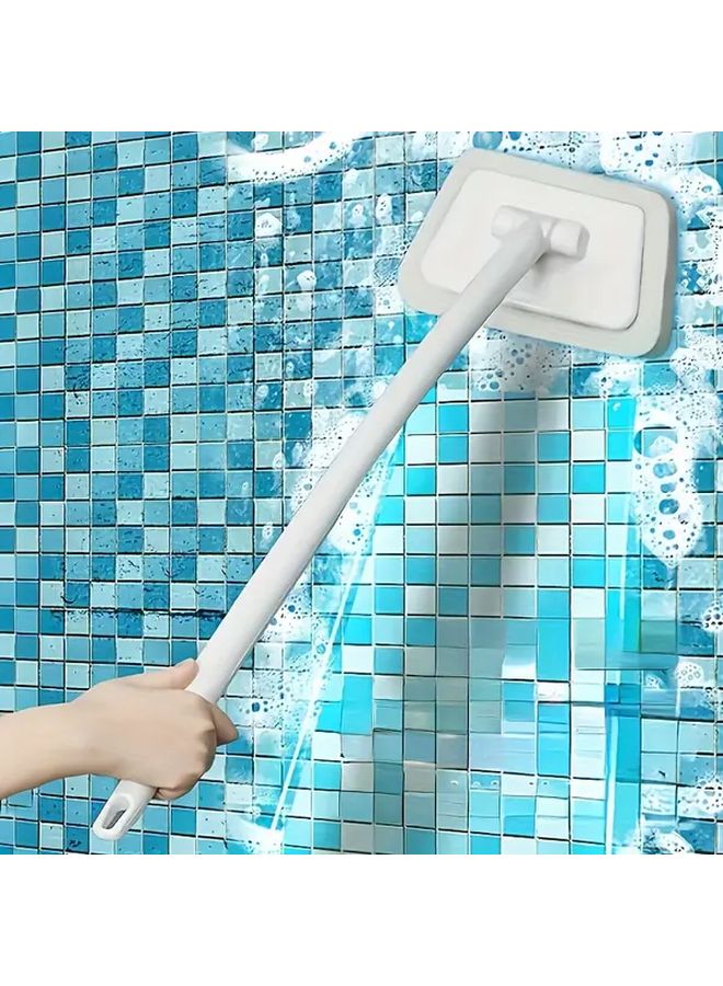 Long Handle Bathroom Floor Cleaning Brush 1 Handle Plus 1 Sponge Brush Head Detachable Sponge Ergonomic Durable Plastic Grip Multi Purpose Tool For Tiles Bathtub Mosaic Scrubbing No Power Needed Universal Use In Bathroom Kitchen Living Room Lever Design Sturdy Structure Easy Grip Handle Essential Home Cleaning Tool - Image 3