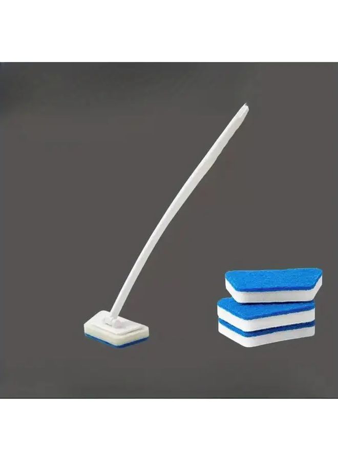 Long Handle Bathroom Floor Cleaning Brush 1 Handle Plus 1 Sponge Brush Head Detachable Sponge Ergonomic Durable Plastic Grip Multi Purpose Tool For Tiles Bathtub Mosaic Scrubbing No Power Needed Universal Use In Bathroom Kitchen Living Room Lever Design Sturdy Structure Easy Grip Handle Essential Home Cleaning Tool - Image 5