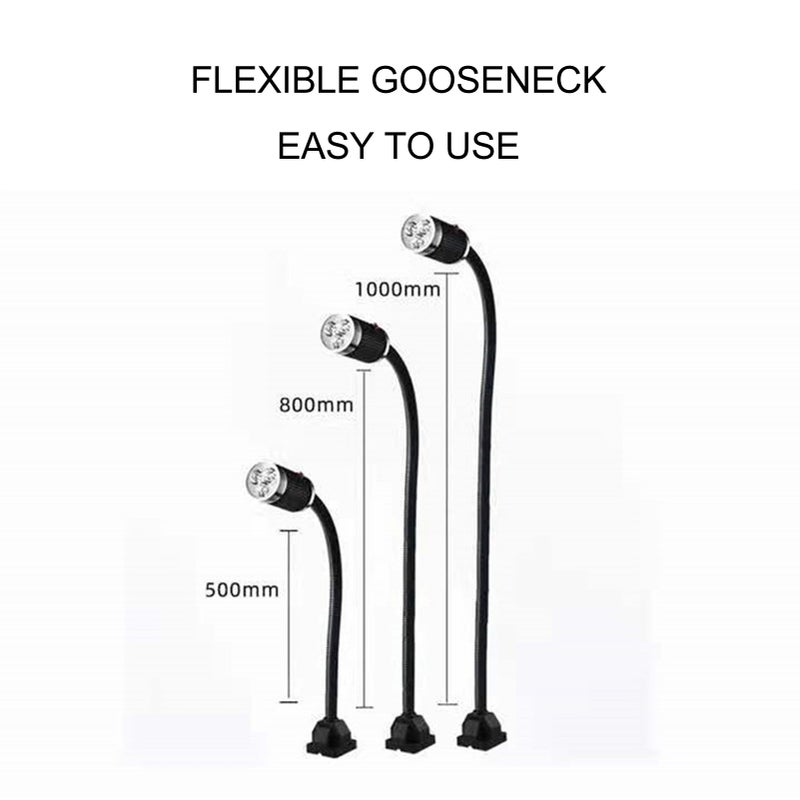 LED Machine Tool Lamp Flexible Gooseneck Magnet Base High Bright Soft White Lighting CNC Lathe Machine Light AC220V 5W - Image 4