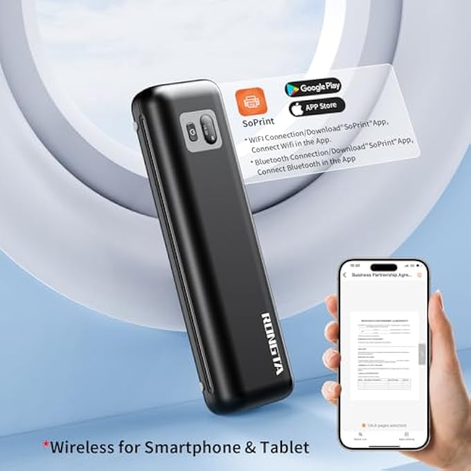 PORTABLE PRINTERS WIRELESS FOR TRAVEL, 300DPI WIFI & BLUETOOTH MOBILE THERMAL INKLESS PRINTER FOR SCHOOL/OFFICE/HOME USE, COMPATIBLE WITH ANDROID,IOS & LAPTOP,BLACK (F82) - Image 3