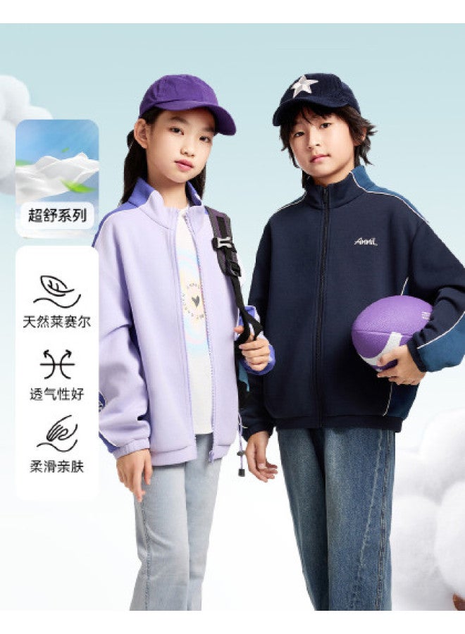 Annil Kids' Baseball Jacket 2025 Spring New - Lyocell Smooth & Skin-friendly, Round Neck For Outdoor Spring Outings (unisex) - Image 1
