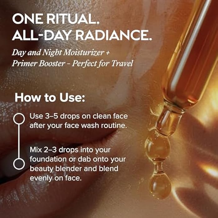 ZAAINA Extra Glow Face Serum - Natural Hydrating Glow Face Oil, Moisturizing Lightweight Oil for Dry, Dull & Sensitive Skin, Ayurvedic Moisturizer & Natural Primer for Makeup for all Skin Types - 1 oz - Image 5