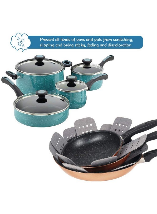BYKITCHEN واقيات أواني الطهي من BYKITCHEN، واقيات أواني طهي أكبر وأكثر سمكًا مع نجوم، مجموعة من 12 قطعة و3 أحجام مختلفة، وسادات فصل أواني الطهي باللون الرمادي لتكديس وحماية أواني الطهي الخاصة بك - Image 5