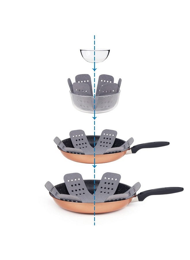 BYKITCHEN واقيات أواني الطهي من BYKITCHEN، واقيات أواني طهي أكبر وأكثر سمكًا مع نجوم، مجموعة من 12 قطعة و3 أحجام مختلفة، وسادات فصل أواني الطهي باللون الرمادي لتكديس وحماية أواني الطهي الخاصة بك - Image 2
