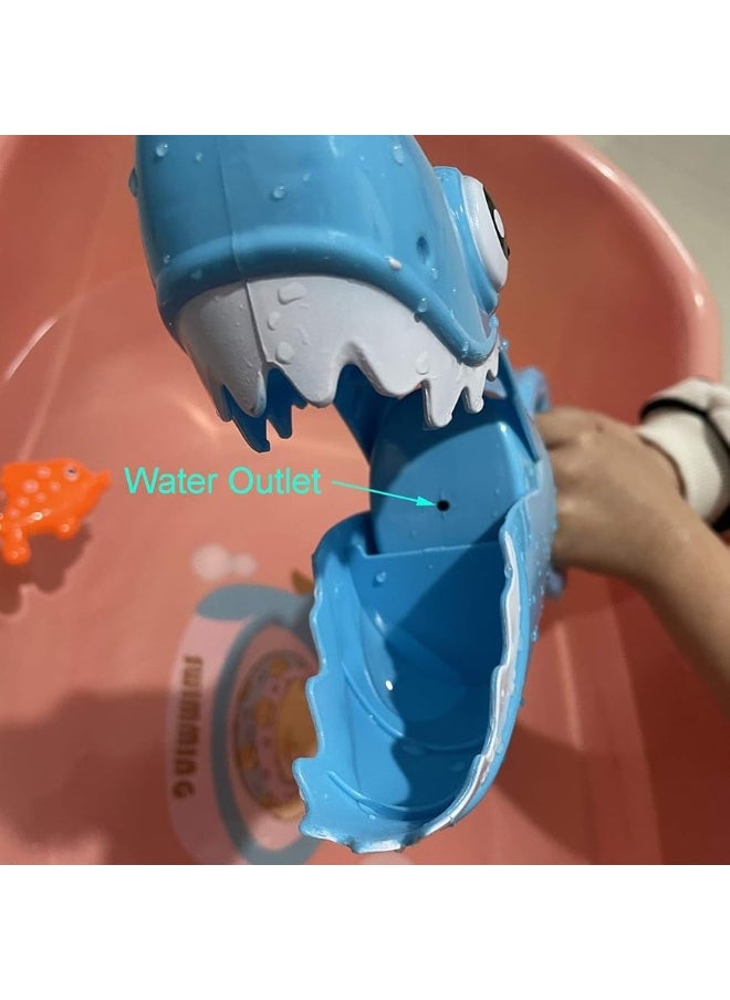 INvench - INvench Shark Grabber Baby Bath Toys - Blue Shark with Teeth Biting Action Include 4 Toy Fish - Bath Toys for Kids Ages 4-8 Boys Girls Toddlers Pool Toys - Image 1