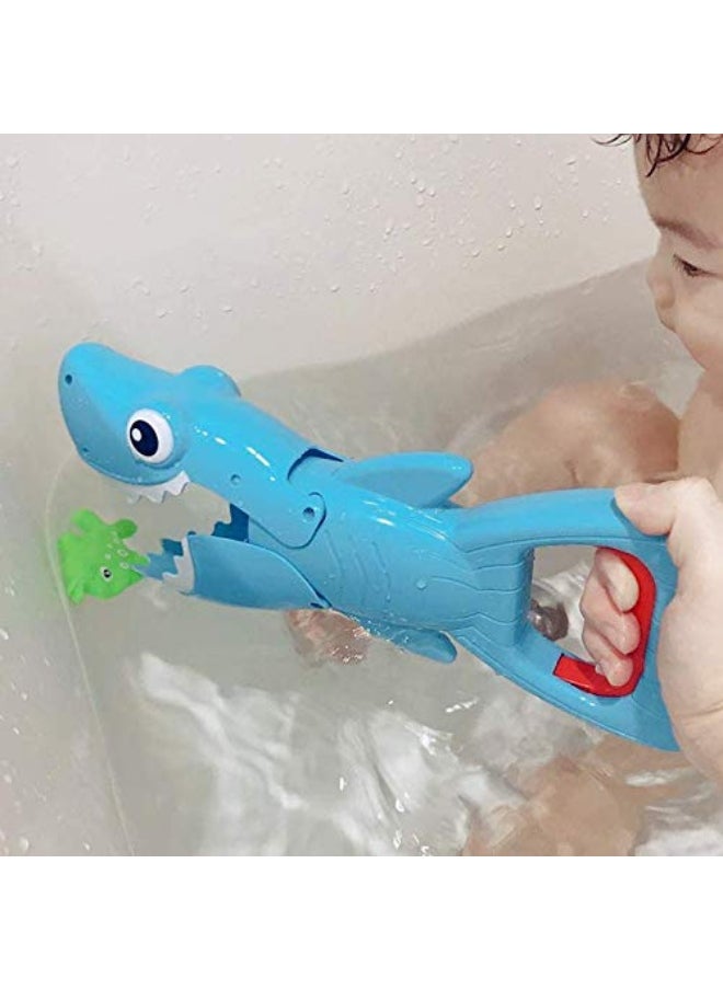 INvench - INvench Shark Grabber Baby Bath Toys - Blue Shark with Teeth Biting Action Include 4 Toy Fish - Bath Toys for Kids Ages 4-8 Boys Girls Toddlers Pool Toys - Image 1