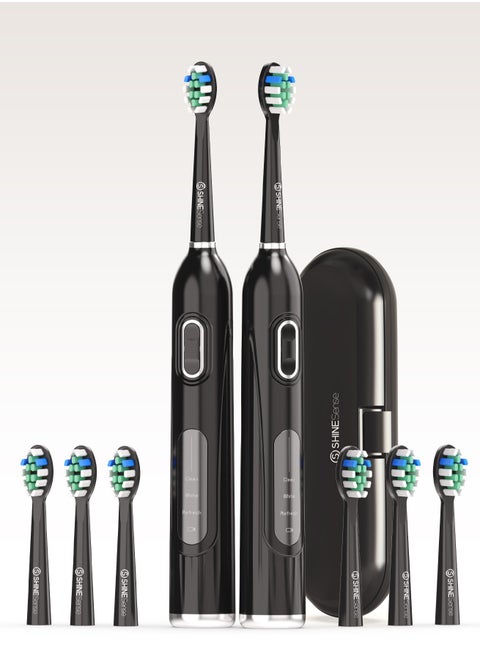 Electric Toothbrush for Adults, Rechargeable Sonic Toothbrushes, 3+7 Modes with Smart Timer, 4 Hours Charge for 60 Days Use , 6 Toothbrush Heads, with Travel Case&USB Charging Cable