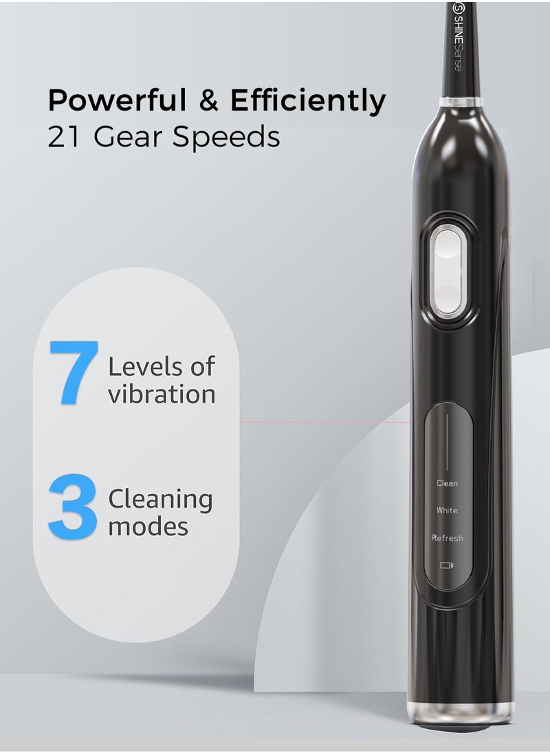 SHINESense - Electric Toothbrush for Adults, Rechargeable Sonic Toothbrushes, 3+7 Modes with Smart Timer, 4 Hours Charge for 60 Days Use , 6 Toothbrush Heads, with Travel Case&USB Charging Cable - Image 1