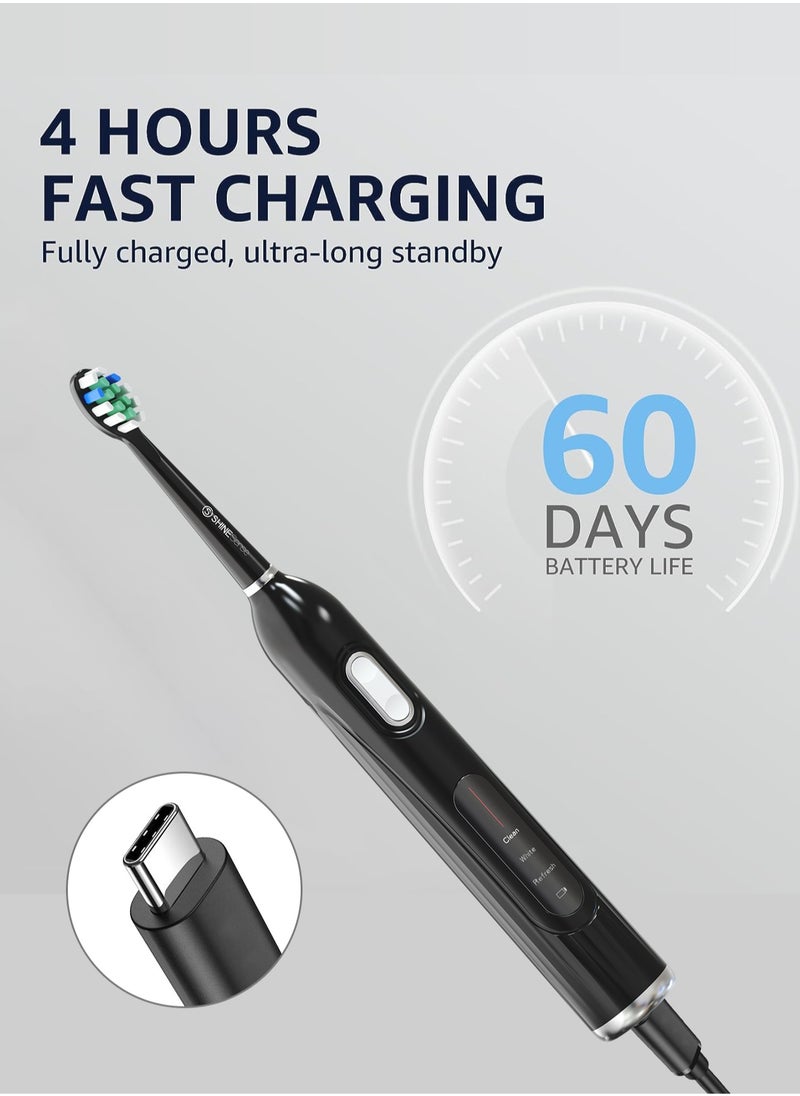 SHINESense - Electric Toothbrush for Adults, Rechargeable Sonic Toothbrushes, 3+7 Modes with Smart Timer, 4 Hours Charge for 60 Days Use , 6 Toothbrush Heads, with Travel Case&USB Charging Cable - Image 1