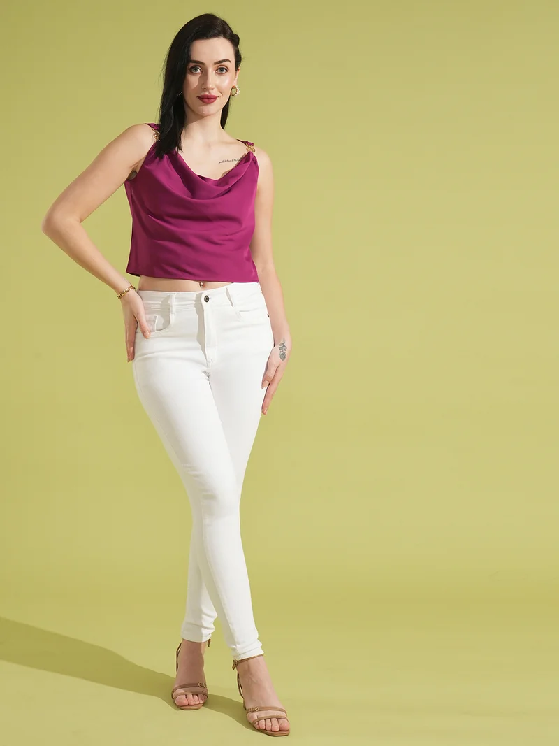 globus Globus Women Solid Cowl Neck Party Top