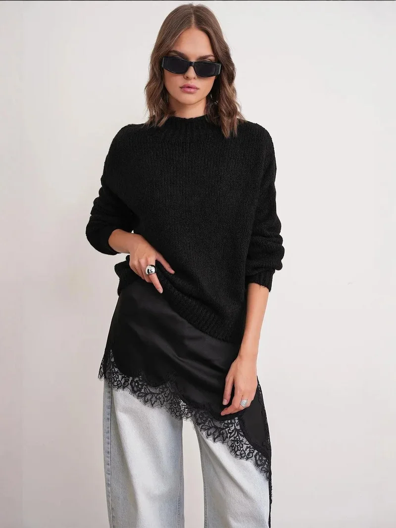 ميكسراي سترة سميكة محبوكة بياقة دائرية بقصة مريحة من ميكسراي