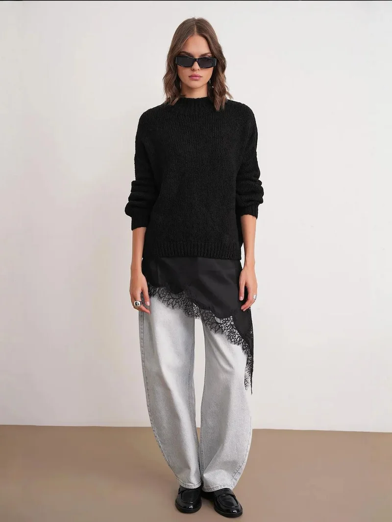 ميكسراي سترة سميكة محبوكة بياقة دائرية بقصة مريحة من ميكسراي