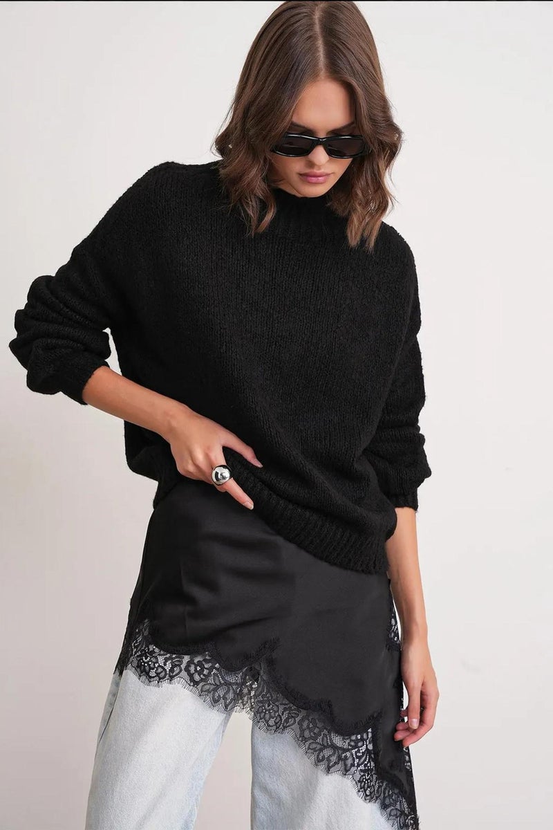 Mixray Relaxed Fit Crew Neck Thick Knit Sweater - Image 3