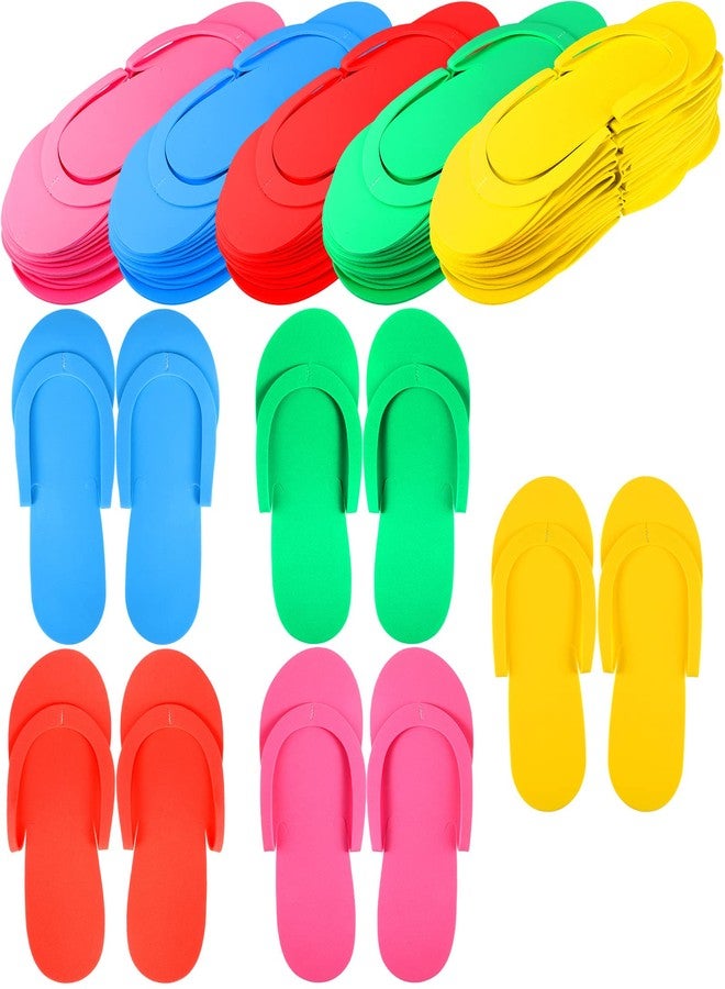 JenPen 60 Pairs Disposable Pedicure Slippers Foam Flip Flops Disposable Flip Flops Multi Color Foldable Pedicure Slippers for Guests Salon Spa Hotel Women(Bright Colors) - Image 1
