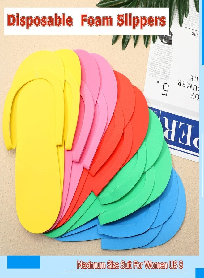 JenPen 60 Pairs Disposable Pedicure Slippers Foam Flip Flops Disposable Flip Flops Multi Color Foldable Pedicure Slippers for Guests Salon Spa Hotel Women(Bright Colors) - Image 4