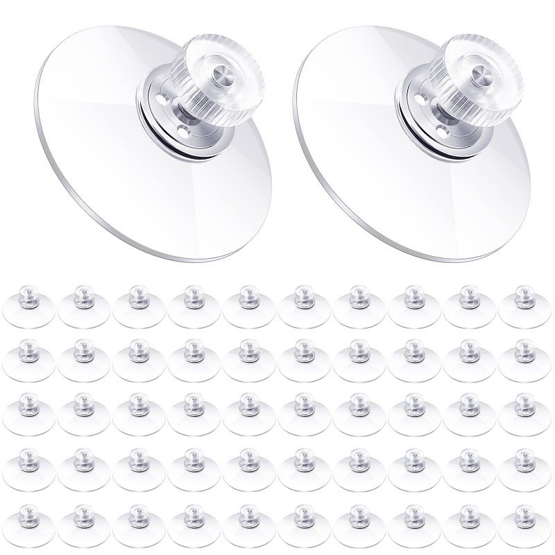 Zopeal 50 Pcs Adhesive Suction Cups Bulk with Screws Nut Plastic Sucker Pad 40 mm Clear PVC Sucker Pad Strong Adhesive Suction Hook Holder for Window Car Glass Shade Cloth Glass Bathroom Wall Door