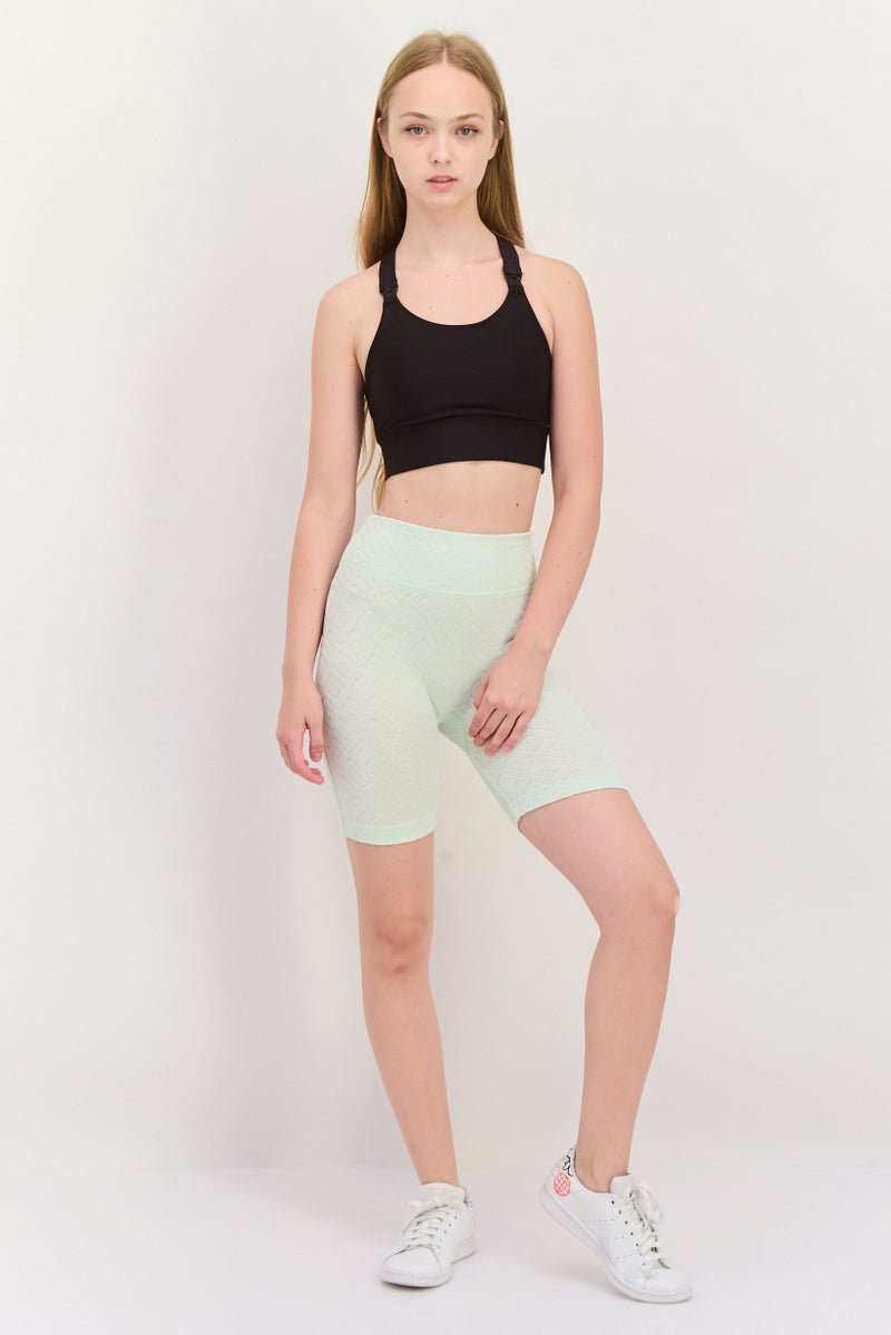 GUESS Women Sportswear Fit Cycling Shorts, Lime Green  - Image 3