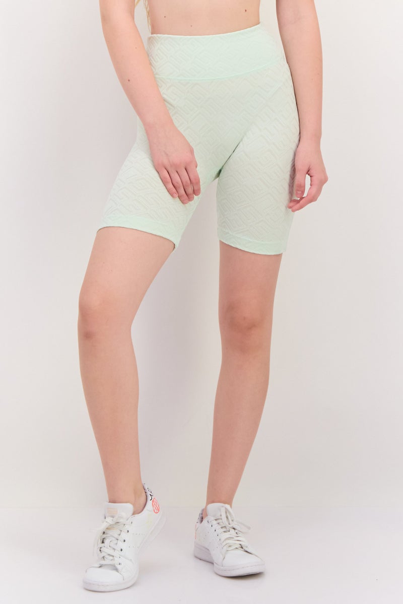 GUESS Women Sportswear Fit Cycling Shorts, Lime Green  - Image 1