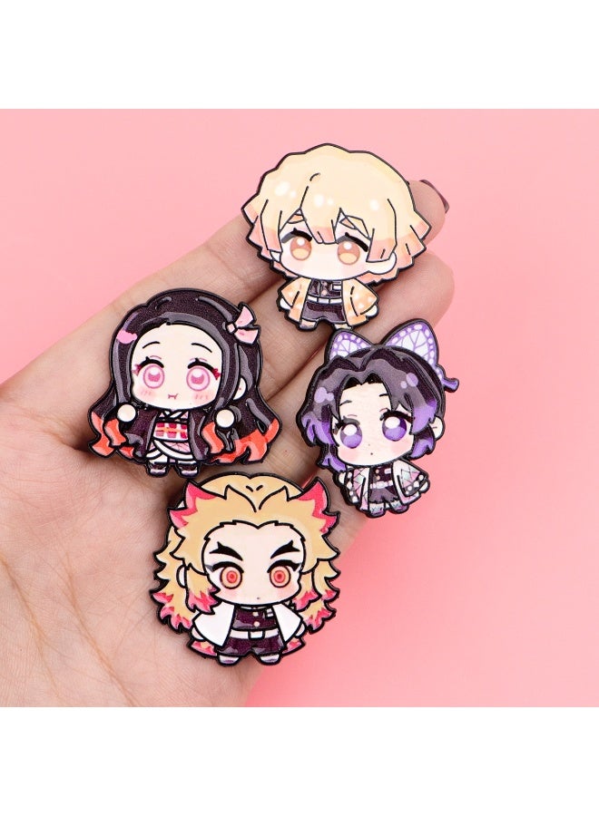 MYNGAPOP 8-Piece Demon Slayer Badges Brooches Pins Anime Cartoon Figure Enamel Pin - Image 3