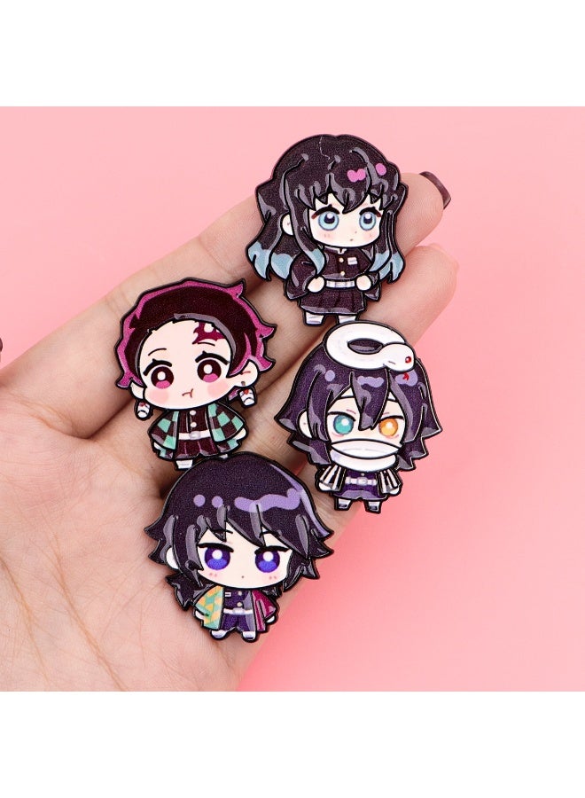 MYNGAPOP 8-Piece Demon Slayer Badges Brooches Pins Anime Cartoon Figure Enamel Pin - Image 4