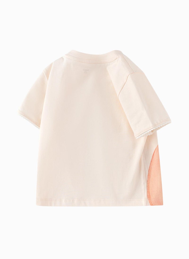 Balabala Toddler Girl Round v-neck short-sleeved T-shirt - Image 5