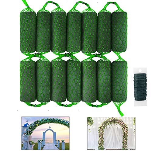 Wehhbtye 14 Piece Floral Foam Garland for Flowers,9.2Ft Flower Sponge Blocks Kit,Absorption Flower Holder Arch Door,Floral Craft Dry Foam Bricks,Green Floral Foam Arrangement for Home Wedding Garden - Image 1