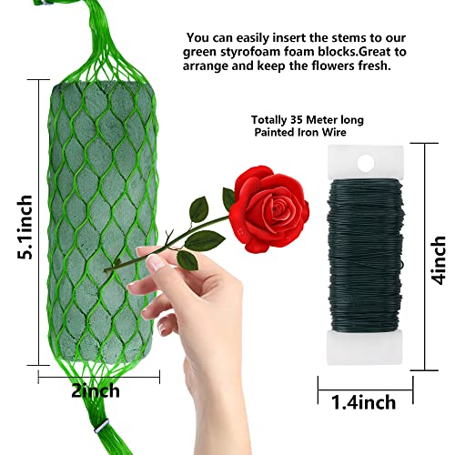 Wehhbtye 14 Piece Floral Foam Garland for Flowers,9.2Ft Flower Sponge Blocks Kit,Absorption Flower Holder Arch Door,Floral Craft Dry Foam Bricks,Green Floral Foam Arrangement for Home Wedding Garden - Image 2