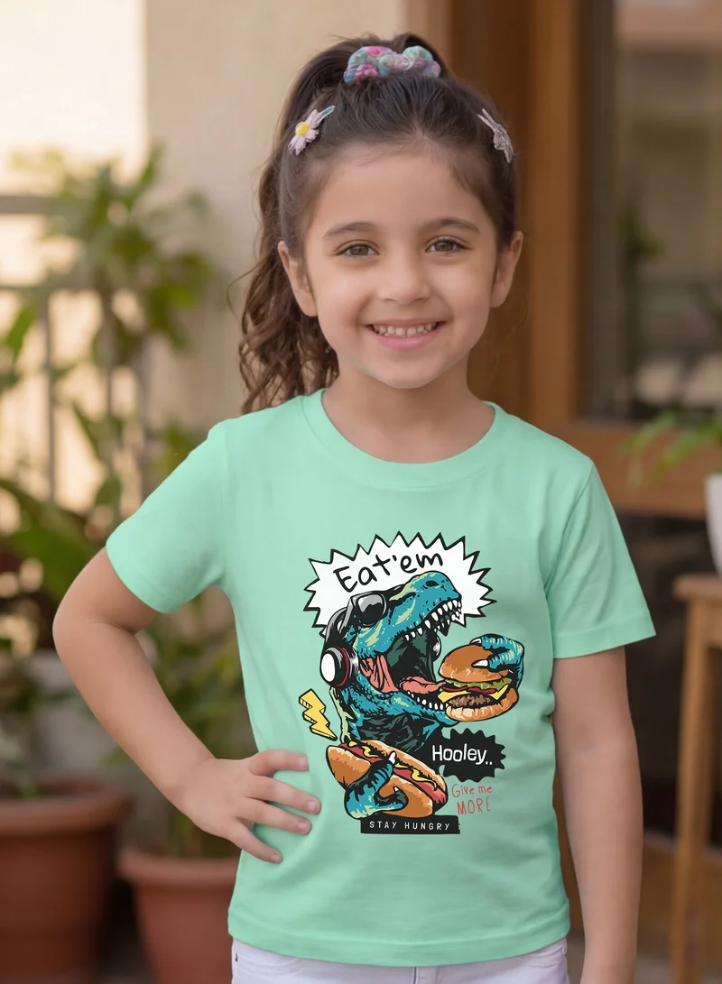 Funkaar Mint Funkaar Unisex Dino Eatem Graphic Print Tshirt  | Best Price UAE