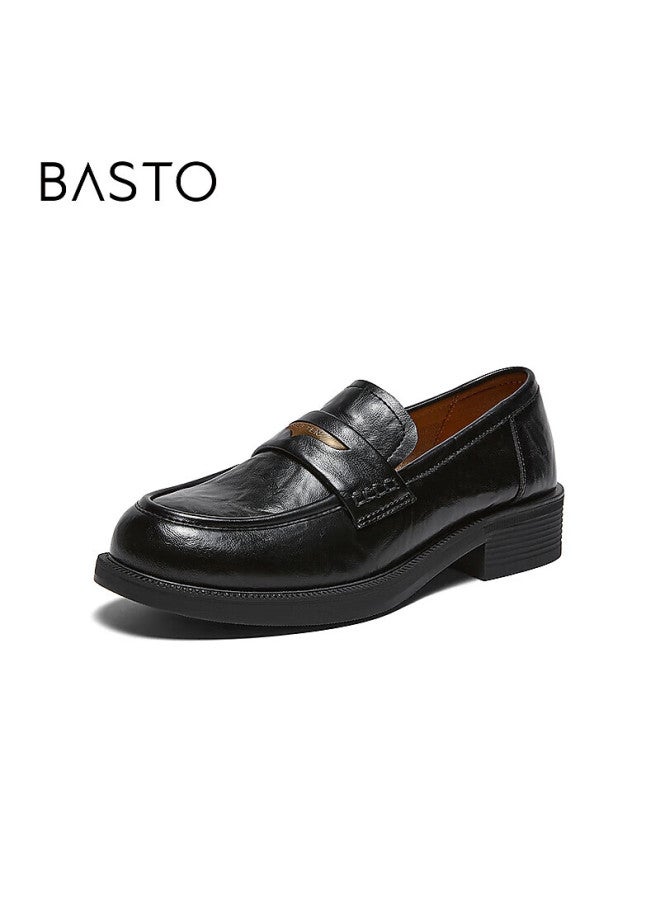 Basto 26 Spring Loafers Retro Trendy College Style Women's Flats Bv301aa6 Black 36 - Image 4