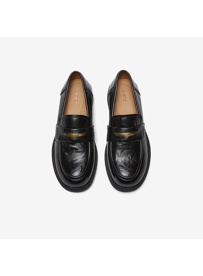 Basto 26 Spring Loafers Retro Trendy College Style Women's Flats Bv301aa6 Black 36 - Image 5