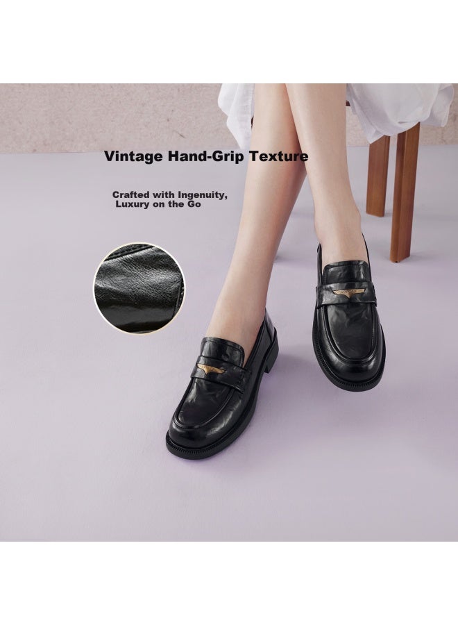 Basto 26 Spring Loafers Retro Trendy College Style Women's Flats Bv301aa6 Black 36 - Image 1