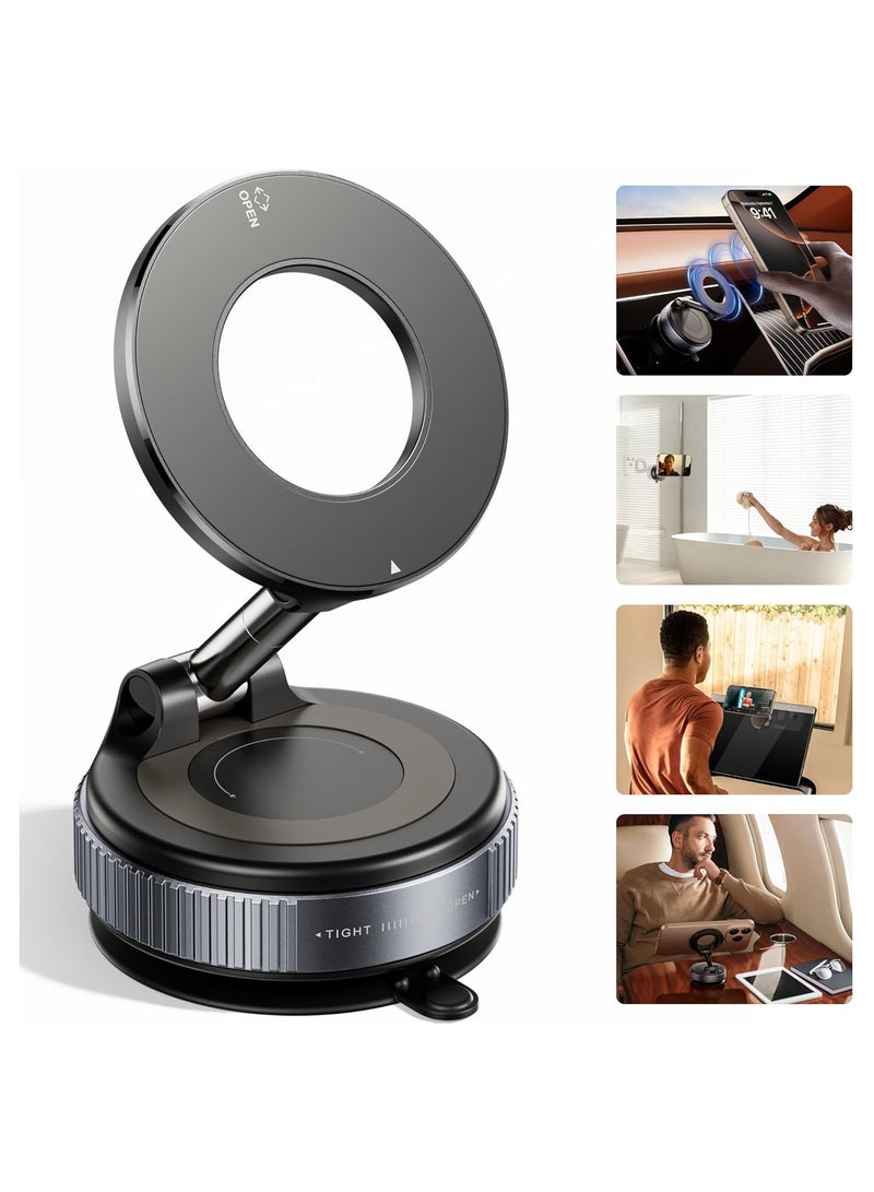 2025 Upgraded Vacuum Magnetic Car Phone Holder 360° Reinforced 96LBS Ultra Suction Cup Phone Mount for MagSafe Cell Phone Holders for Your Car/Gym/Mirror Mount for iPhone & Android  - Image 1