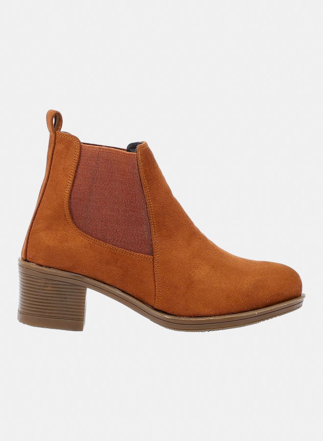 XO Style Leather Ankle Boot -1217  Tan  5-CM - Image 2