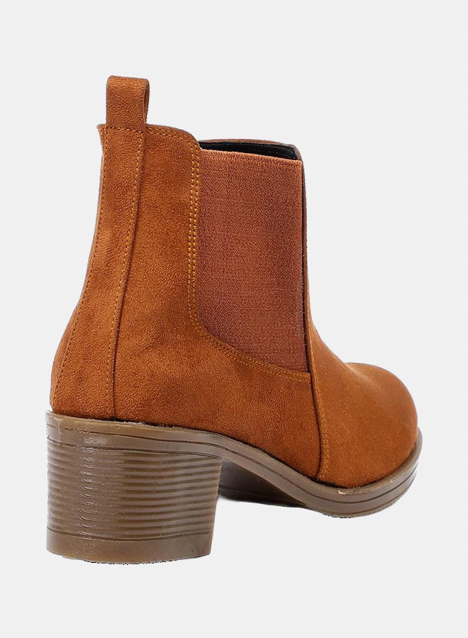 XO Style Leather Ankle Boot -1217  Tan  5-CM - Image 3