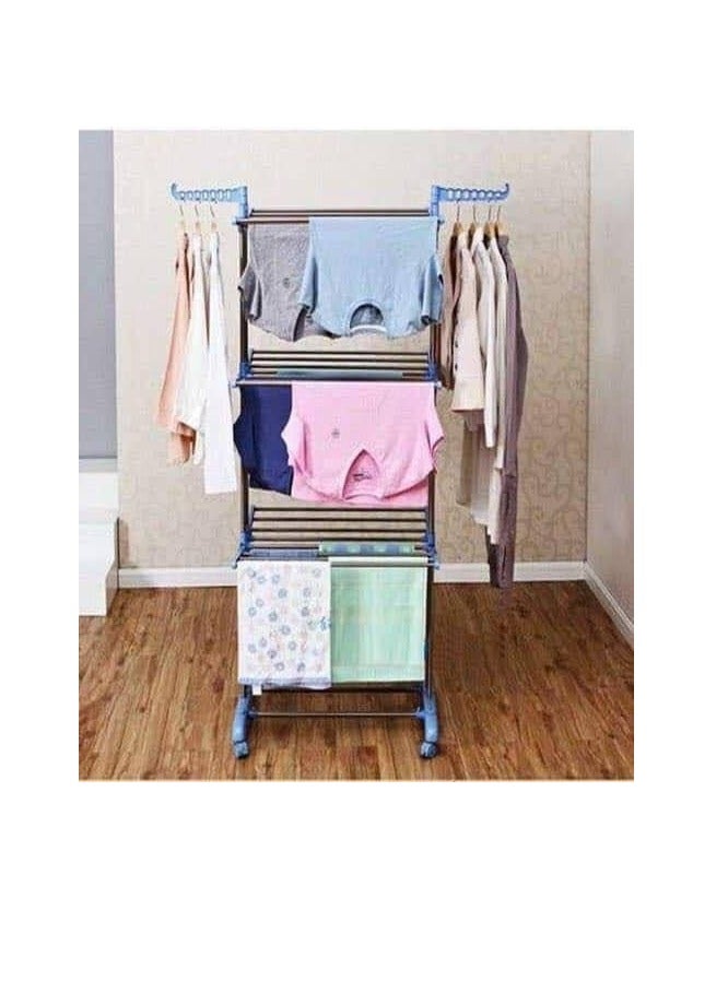 حامل لتجفيف الملابس قابل للطي وقابل للتعديل متداخل، منشر ملابس من الستانلس، رف تجفيف الغسيل المعلق القابل للطي مع شماعات مناسبة لتعليق القميص والبنطلون - Image 2