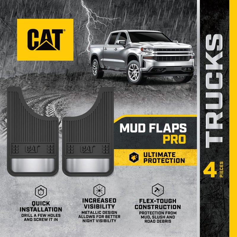 Caterpillar Heavy Duty Splash Guards Pro Mud Flaps Fenders - Ultra Tough Dirt/Slush Protection with Night Reflectors - Easy Installation (CAGD-080+CAGD-080_ALT) Front/Rear Tires, 4 Count (Pack of 1) - Image 2