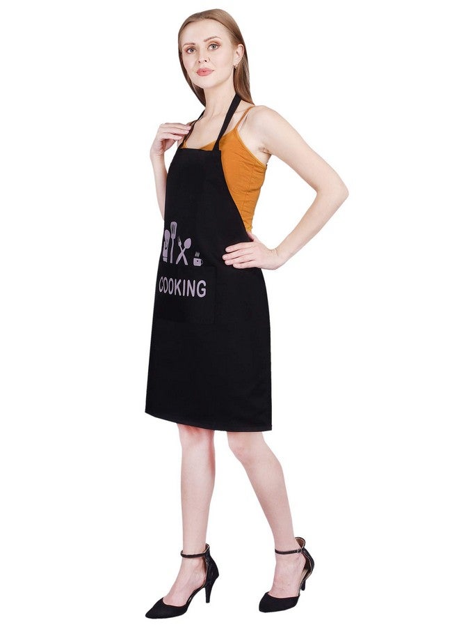 Tolexo Polyester cooking print apron Free Size Cooking Kitchen waterproof Apron with cap -Black 23x30 inch (57x77cm) - Image 4