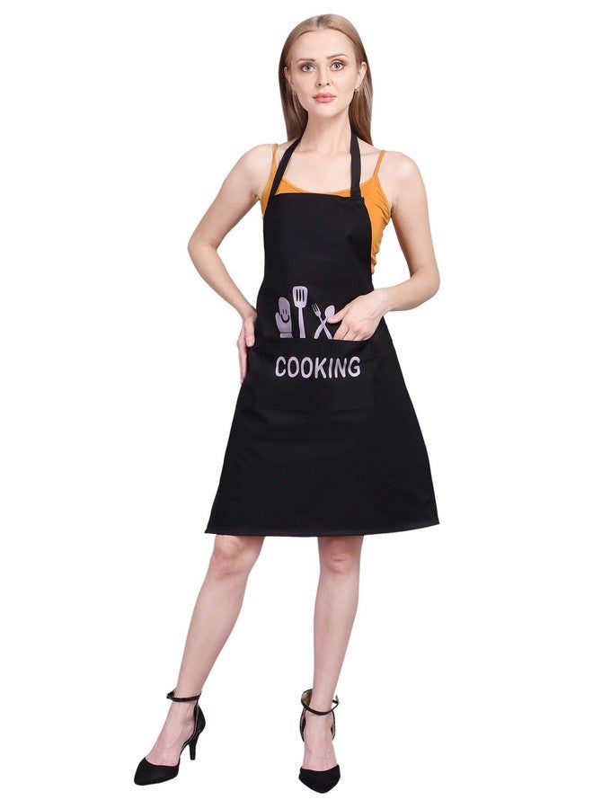 Tolexo Polyester cooking print apron Free Size Cooking Kitchen waterproof Apron with cap -Black 23x30 inch (57x77cm) - Image 5