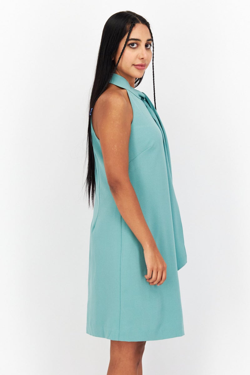 VINCE CAMUTO فستان ميني بسيط للنساء، أخضر - Image 3