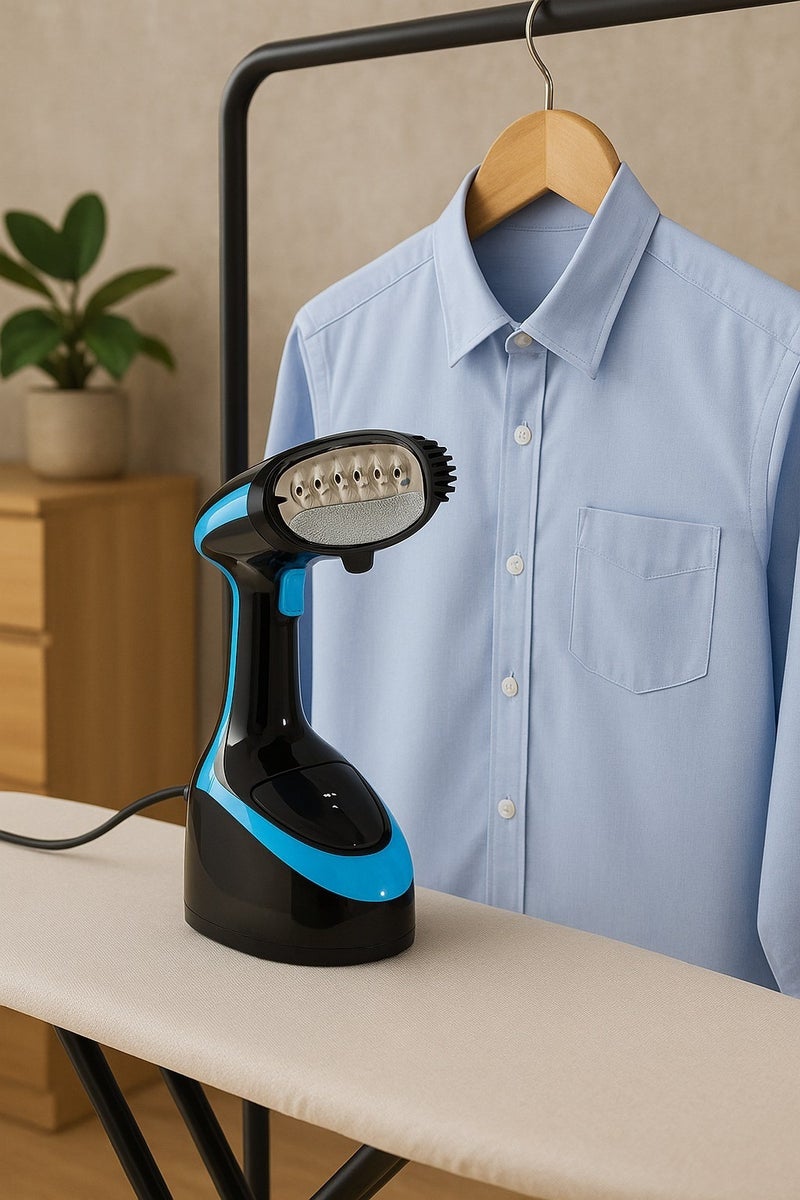 HomeMaster Portable Steam Iron - Powerful steam with stainless steel plate, detachable 300ml water tank, 1.8m cord, continuous steam lock and overheat protection. 