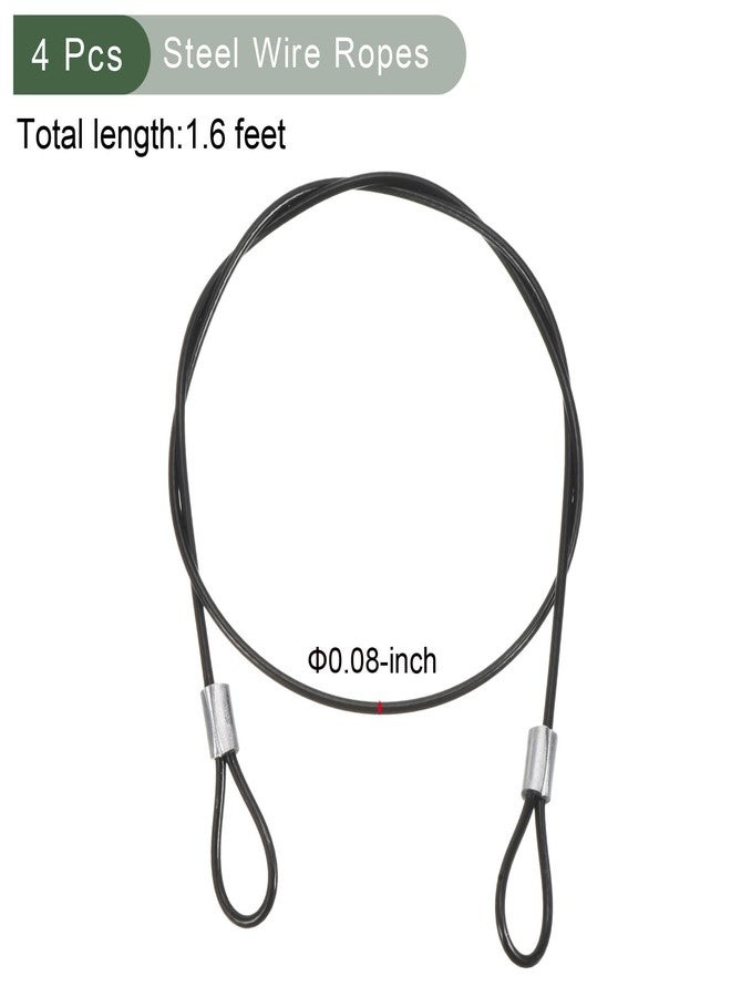 YOKIVE 4 Pcs Safety Cable Locks, Stainless Steel Security Wire Ropes with Double Loop | Great for Homes Doors Fences (Black, 2=Ft, 2mm Dia) - Image 2