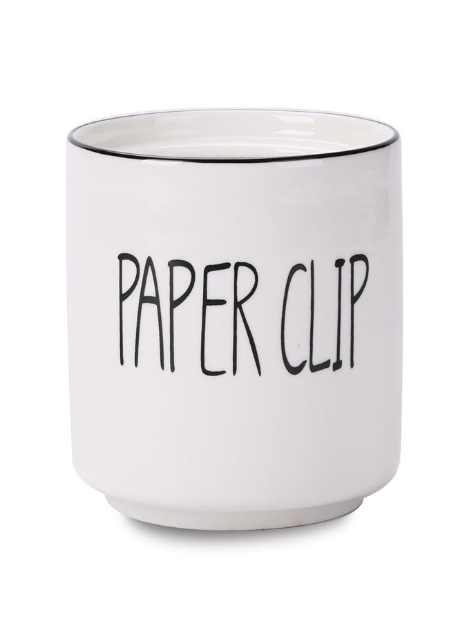 ONTUBE Ceramic Paper Clip Holders, Farmhouse Binder Clip Dispenser Organizer for Desk ,Cute Office Push Pins Holder,8oz White - Image 1