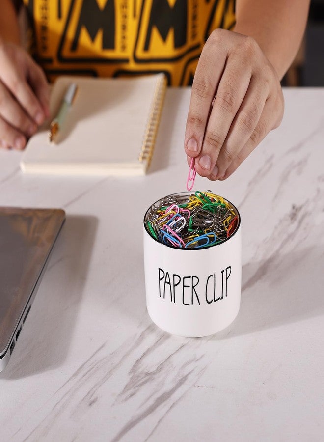ONTUBE Ceramic Paper Clip Holders, Farmhouse Binder Clip Dispenser Organizer for Desk ,Cute Office Push Pins Holder,8oz White - Image 5