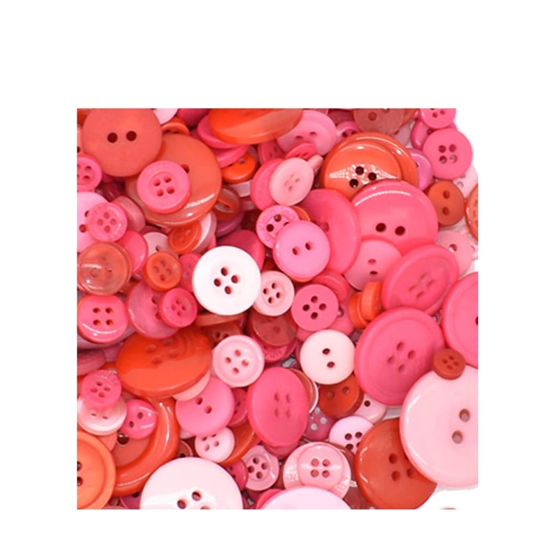 Zikra Assorted Size Resin Round Buttons DIY Craft Sewing Decorations for Kids Painting (Red 200g set) - Image 2
