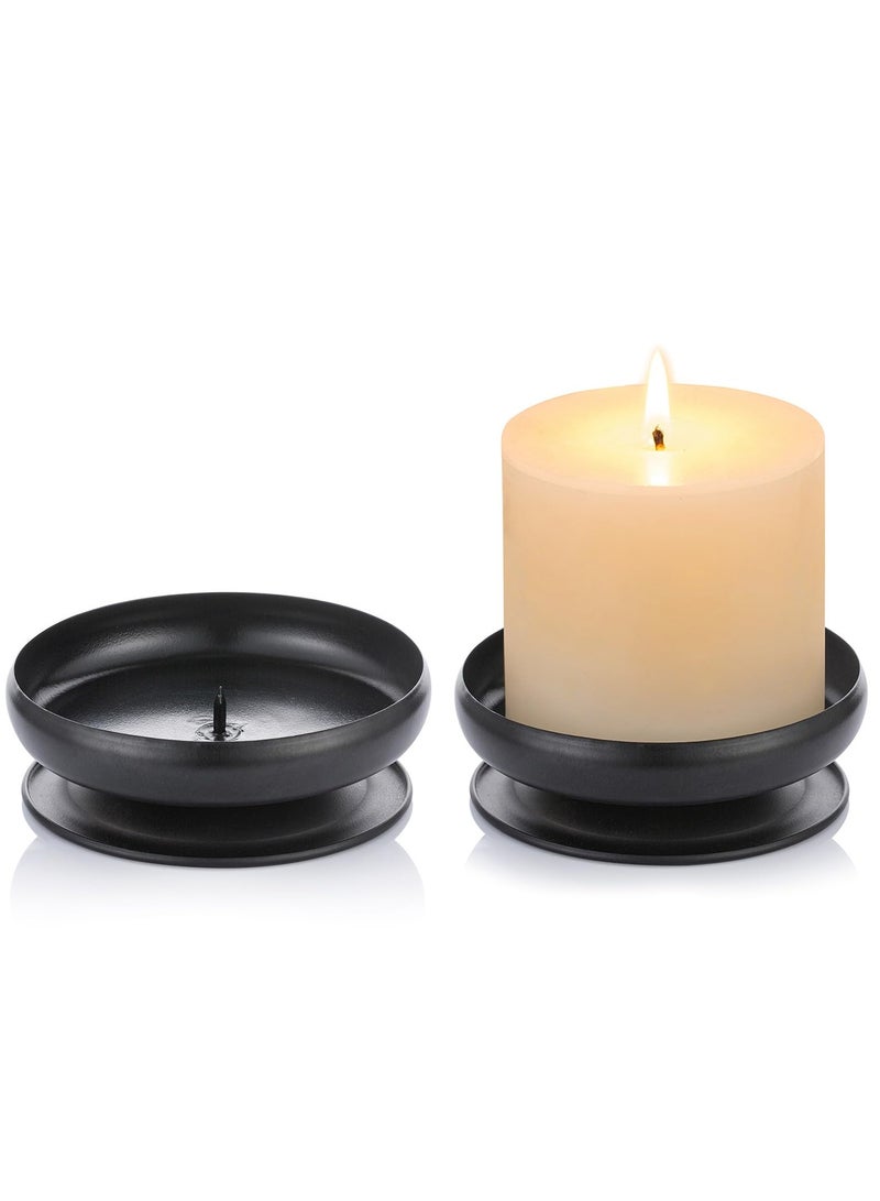 SYOSI Black Iron Pillar Candle Holders Spike Candle Holder 3.6"/ 9cm Diameter, Ideal for Wax or LED Candle Gardens, Spa, and Aromatherapy, Incense Cones, Wedding (2Pcs) - Image 1