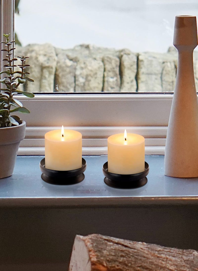SYOSI Black Iron Pillar Candle Holders Spike Candle Holder 3.6"/ 9cm Diameter, Ideal for Wax or LED Candle Gardens, Spa, and Aromatherapy, Incense Cones, Wedding (2Pcs) - Image 4