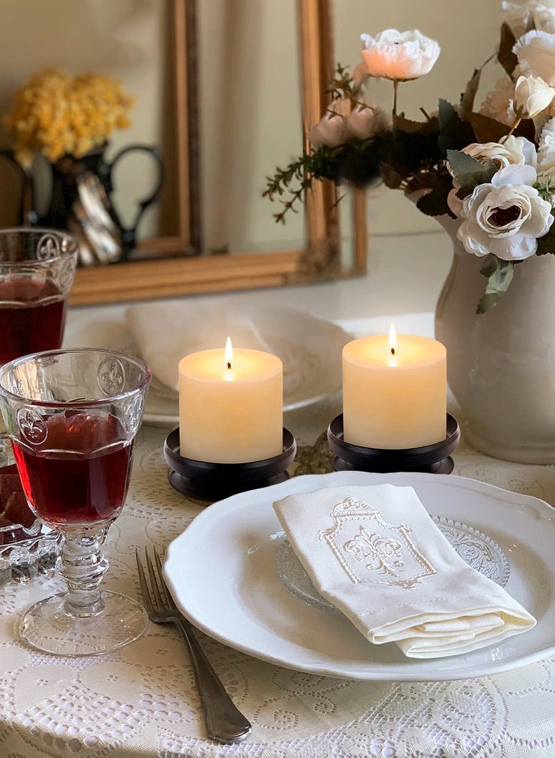 SYOSI Black Iron Pillar Candle Holders Spike Candle Holder 3.6"/ 9cm Diameter, Ideal for Wax or LED Candle Gardens, Spa, and Aromatherapy, Incense Cones, Wedding (2Pcs) - Image 3